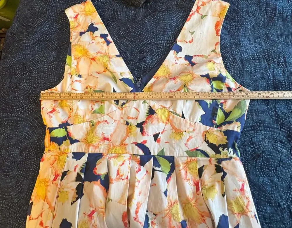 J. Crew Floral Sateen V-Neck Pleated Fit & Flare Sleeveless Dress